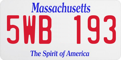 MA license plate 5WB193