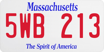 MA license plate 5WB213