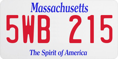 MA license plate 5WB215