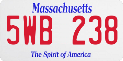 MA license plate 5WB238