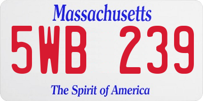 MA license plate 5WB239