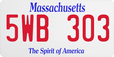 MA license plate 5WB303