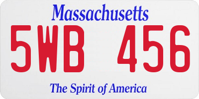 MA license plate 5WB456
