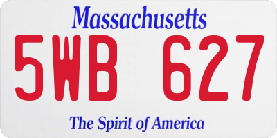 MA license plate 5WB627