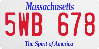 MA license plate 5WB678