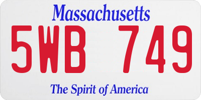 MA license plate 5WB749