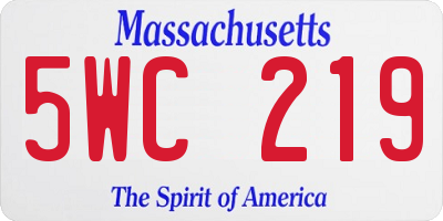 MA license plate 5WC219