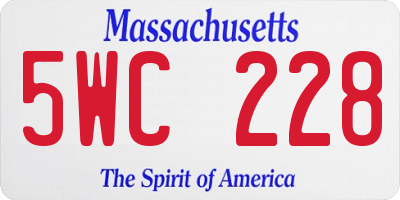 MA license plate 5WC228