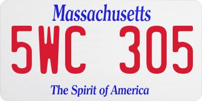 MA license plate 5WC305