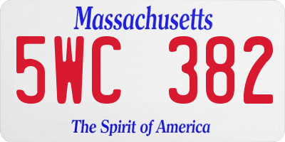 MA license plate 5WC382