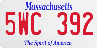 MA license plate 5WC392