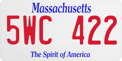 MA license plate 5WC422