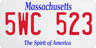 MA license plate 5WC523