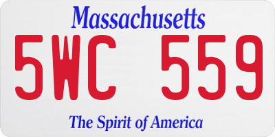 MA license plate 5WC559