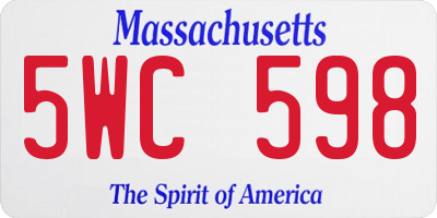 MA license plate 5WC598