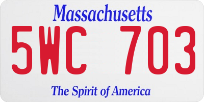 MA license plate 5WC703