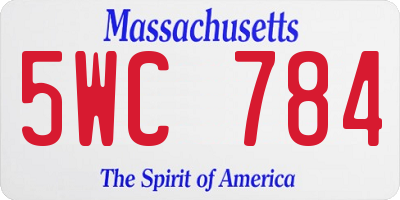 MA license plate 5WC784