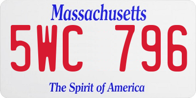 MA license plate 5WC796
