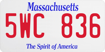 MA license plate 5WC836