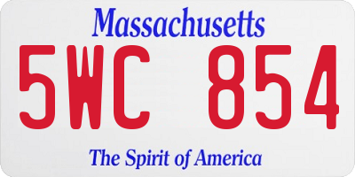 MA license plate 5WC854