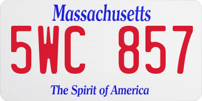 MA license plate 5WC857