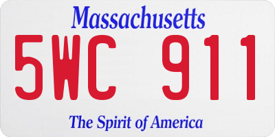 MA license plate 5WC911