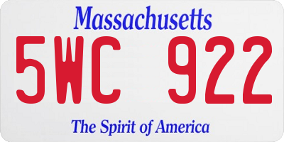 MA license plate 5WC922
