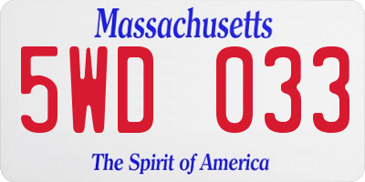 MA license plate 5WD033