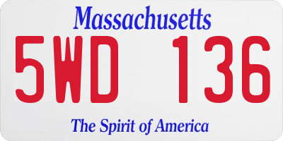 MA license plate 5WD136