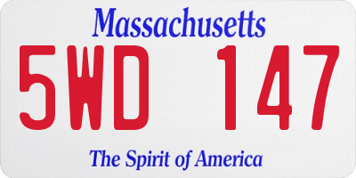 MA license plate 5WD147