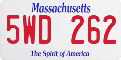 MA license plate 5WD262