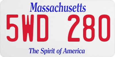MA license plate 5WD280