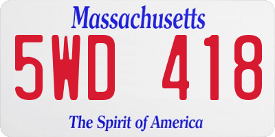 MA license plate 5WD418