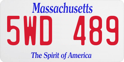 MA license plate 5WD489