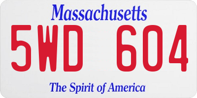 MA license plate 5WD604