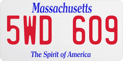 MA license plate 5WD609