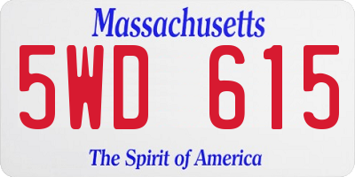 MA license plate 5WD615