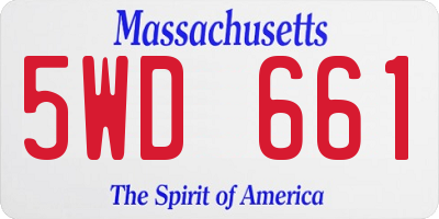 MA license plate 5WD661
