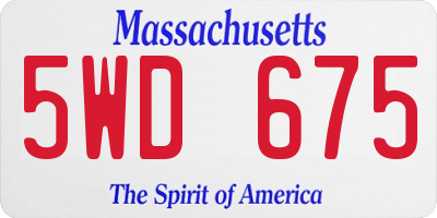 MA license plate 5WD675