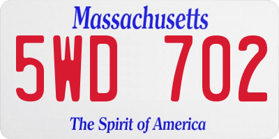 MA license plate 5WD702