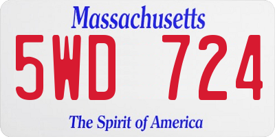 MA license plate 5WD724
