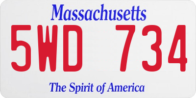 MA license plate 5WD734
