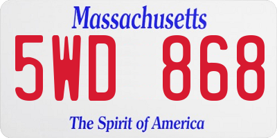 MA license plate 5WD868