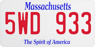 MA license plate 5WD933