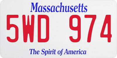 MA license plate 5WD974