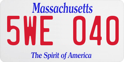 MA license plate 5WE040