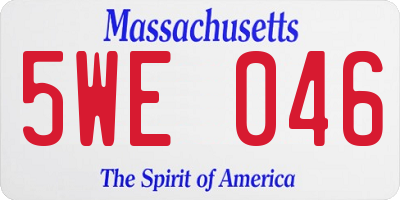 MA license plate 5WE046