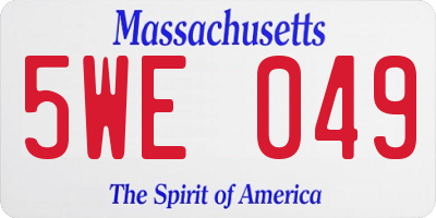 MA license plate 5WE049
