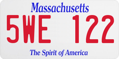 MA license plate 5WE122