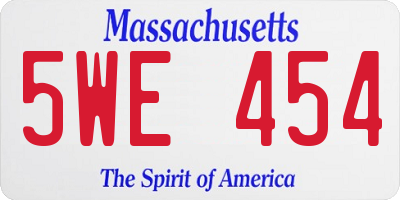 MA license plate 5WE454